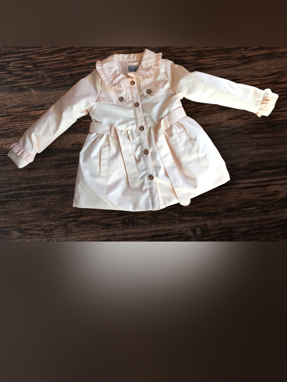 Tahari Pale Pink Ruffle Collar Girls' Jacket